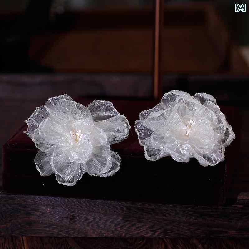 ブライダル アクセサリー ウェディング パーティー 結婚式 花嫁 婦 小物 イヤリング 韓国 大きめ 花 スーパー フェアリー イヤリング 写真 イヤリング