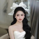 ブライダル ヘッドアクセサリー 結婚式 ウェディング パーティー 婦 花嫁 舞台 小道具 コスプレ ティアラ 特大 サテンリボン ヘアピン レディーストップスス...