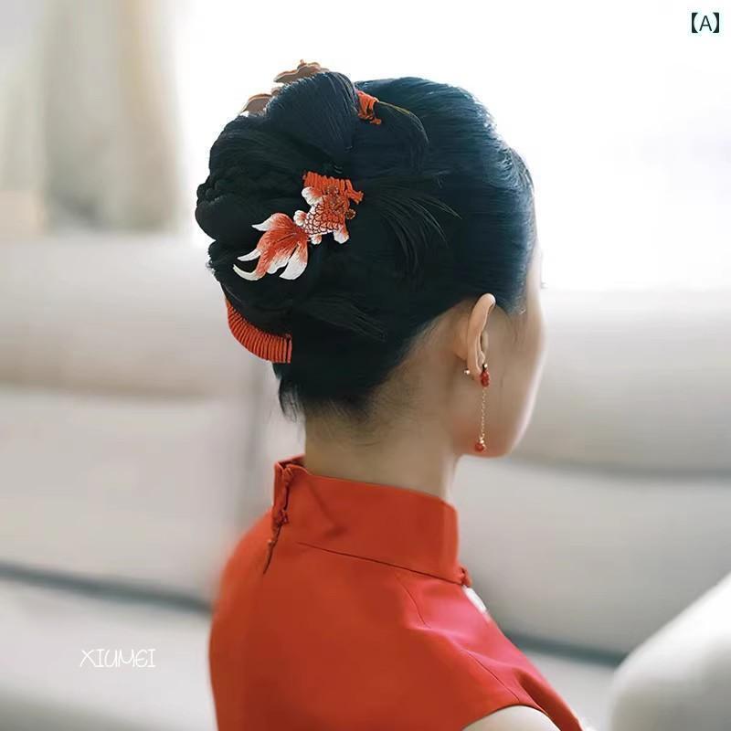 ブライダル ヘッドアクセサリー 結婚式 ウェディング パーティー 婦 花嫁 舞台 小道具 コスプレ ヘアピン サイド クリップ レトロ 韓服 クリップ レトロ 帽子 チャイナ風 女の子 女の子 ヘア アクセサリー