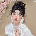 ブライダル アクセサリー ウェディング パーティー 結婚式 花嫁 婦 小物 ドレス フォレスト スーパー フェアリー ロング タッセル パール フラワー ヘッド ドレス イヤリング レトロ ホワイト ガーゼ グランド