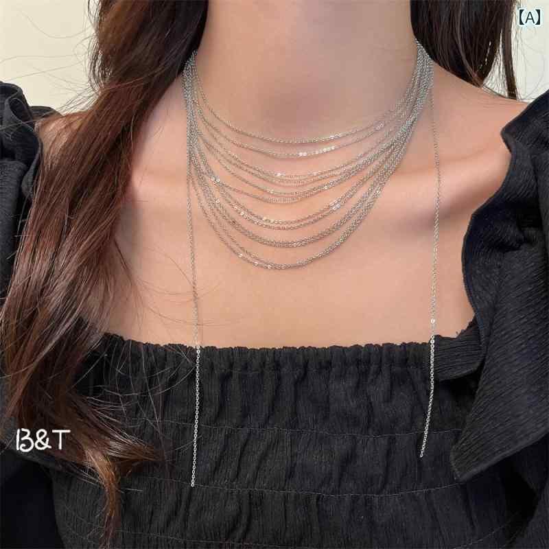 ブライダル アクセサリー ウェディング パーティー 結婚式 花嫁 婦 小物 スパークリング 不規則 多層 流線型 ネックレス モダン 個性 鎖骨 チェーン レデ...