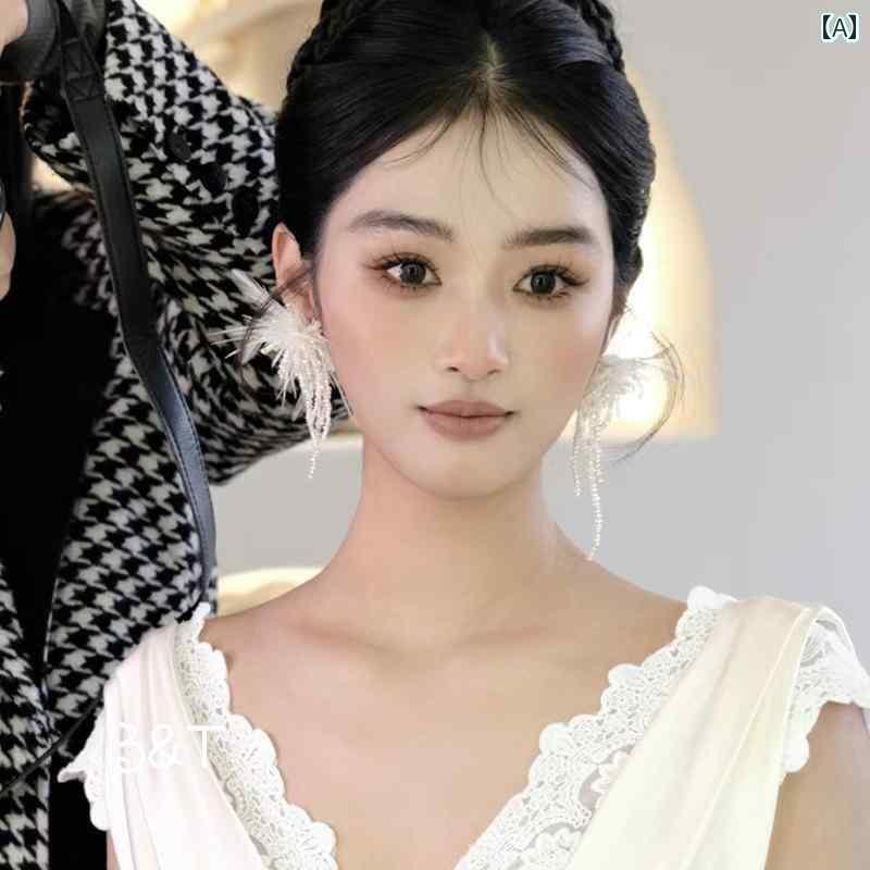 ブライダル アクセサリー ウェディング パーティー 結婚式 花嫁 婦 小物 韓国 スーパー フェアリー ロング パール ドレス リボン イヤリング