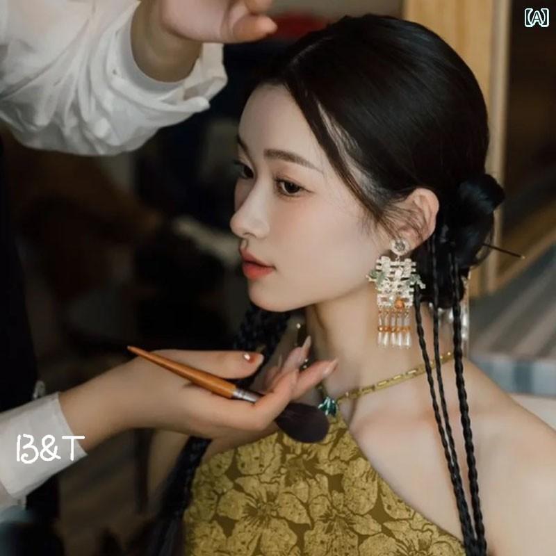 ブライダル アクセサリー ウェディング パーティー 結婚式 花嫁 婦 小物 チャイナ風 ゴールデン ハッピ..