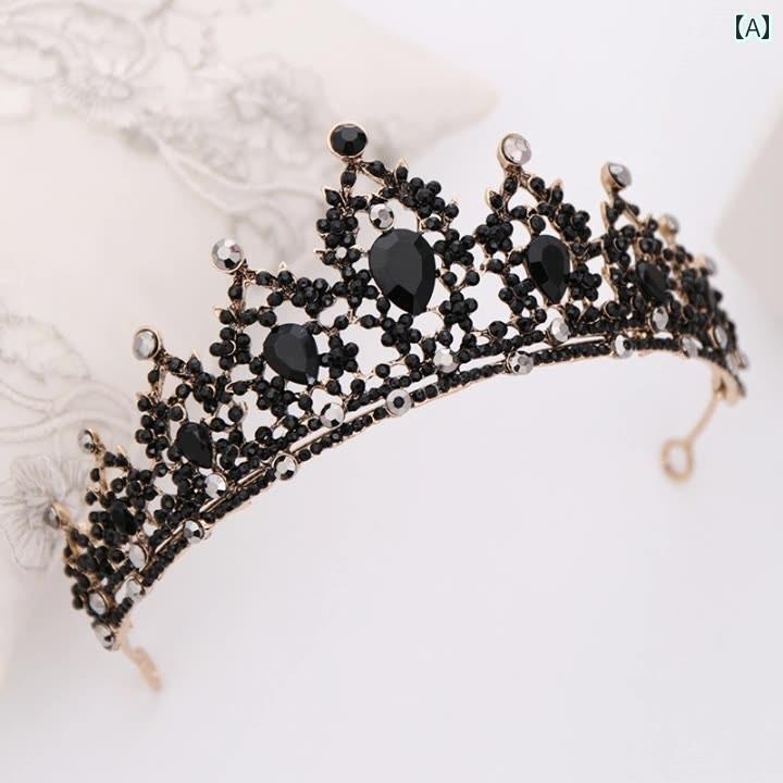 ブライダル アクセサリー ウェディング パーティー 結婚式 花嫁 婦 小物 ティアラ ドレス クラウンプリンセス ダーク ブラック ティアラ 誕生日 大人 クラウン