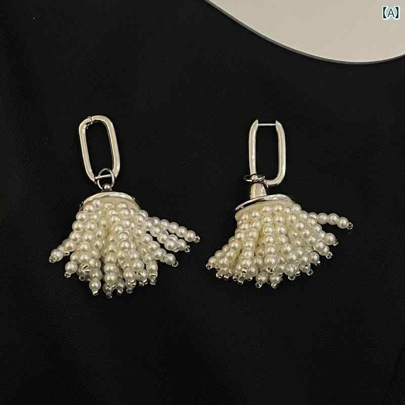 ブライダル アクセサリー ウェディング パーティー 結婚式 花嫁 婦 小物 パール タッセル イヤリング イン クール イヤリング レディース