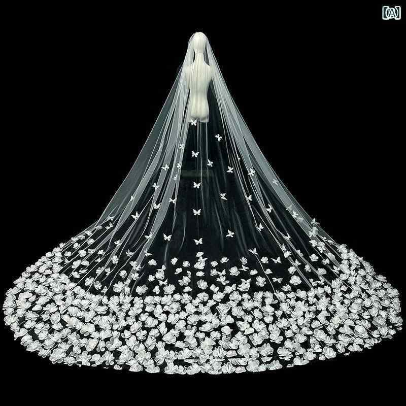 ブライダル アクセサリー 小物 ウェディング 結婚式 パーティー 婦 花嫁 舞台 小道具 コスプレ ベール ドレス 帽子 レトロ フラワー ロング トレーリング スーパー フェアリー ベール