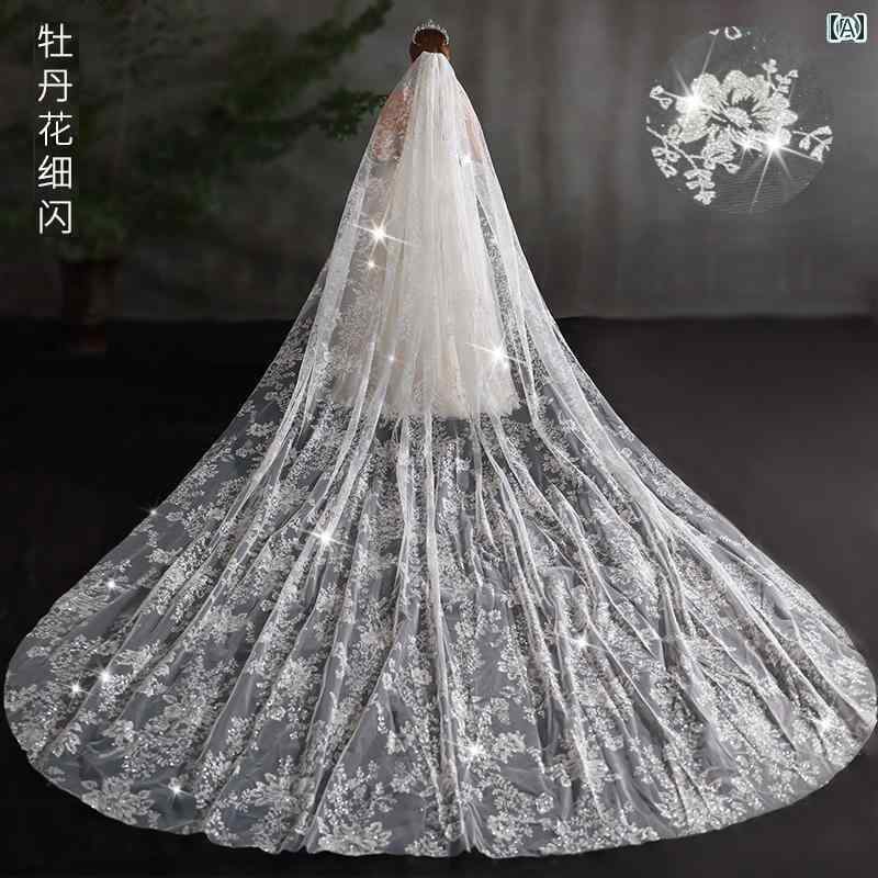 ブライダル アクセサリー 小物 ウェディング 結婚式 パーティー 婦 花嫁 舞台 小道具 コスプレ ベール 韓国 ロング ラージ トレーリング ベール スーパー フェアリー 写真 ドレス ヘッド ギア
