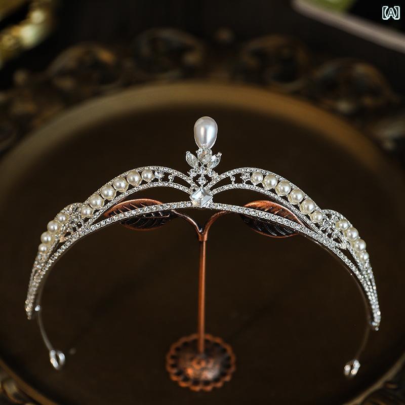 ブライダル ヘッドアクセサリー 結婚式 ウェディング パーティー 婦 花嫁 舞台 小道具 コスプレ シンプルパール クラウン ドレス 帽子 ティアラ ドレス 誕生日 ディナー 誕生日 プレミアム