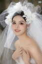ブライダル アクセサリー 小物 ウェディング 結婚式 パーティー 婦 花嫁 舞台 小道具 コスプレ 乳白 黄 糸 フラワー ベール スーパー フェアリー 美しい 写真 アクセサリー 写真撮影