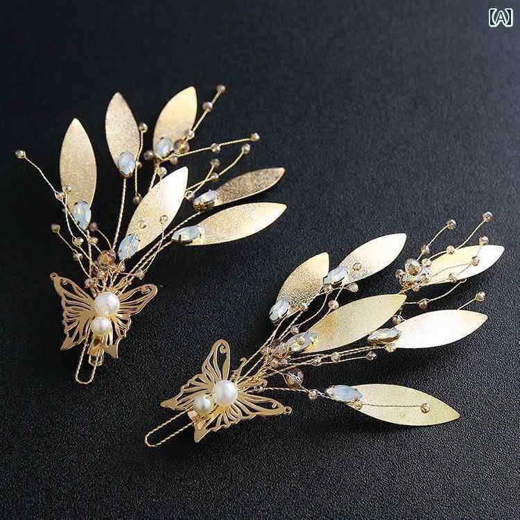 ブライダル アクセサリー 小物 ウェディング 結婚式 パーティー 婦 花嫁 舞台 小道具 コスプレ ティアラ アクセサリー バロック 金箔 ソフト ティアラ パール カチューシャ ヘア バンド ヘア アクセサリー