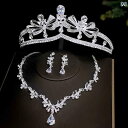 ブライダル アクセサリー 小物 ウェディング 結婚式 パーティー 婦 花嫁 舞台 小道具 コスプレ ネックレス クラウン ティアラ 3点 セット 韓国 フェアリ...