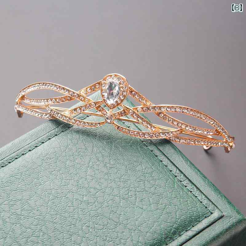 おうち健康生活のブライダル アクセサリー 小物 ウェディング 結婚式 パーティー 婦 花嫁 舞台 小道具 コスプレ 韓国 クラウン ティアラ ドレス ドレス クラウン ラインストーン プリンセス 誕生日 写真撮影 ヘア アクセサリー｜アングル2