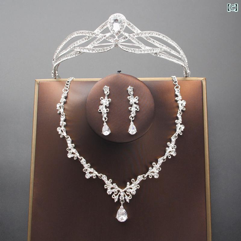 おうち健康生活のブライダル アクセサリー 小物 ウェディング 結婚式 パーティー 婦 花嫁 舞台 小道具 コスプレ 韓国 クラウン ティアラ ドレス ドレス クラウン ラインストーン プリンセス 誕生日 写真撮影 ヘア アクセサリー｜アングル3