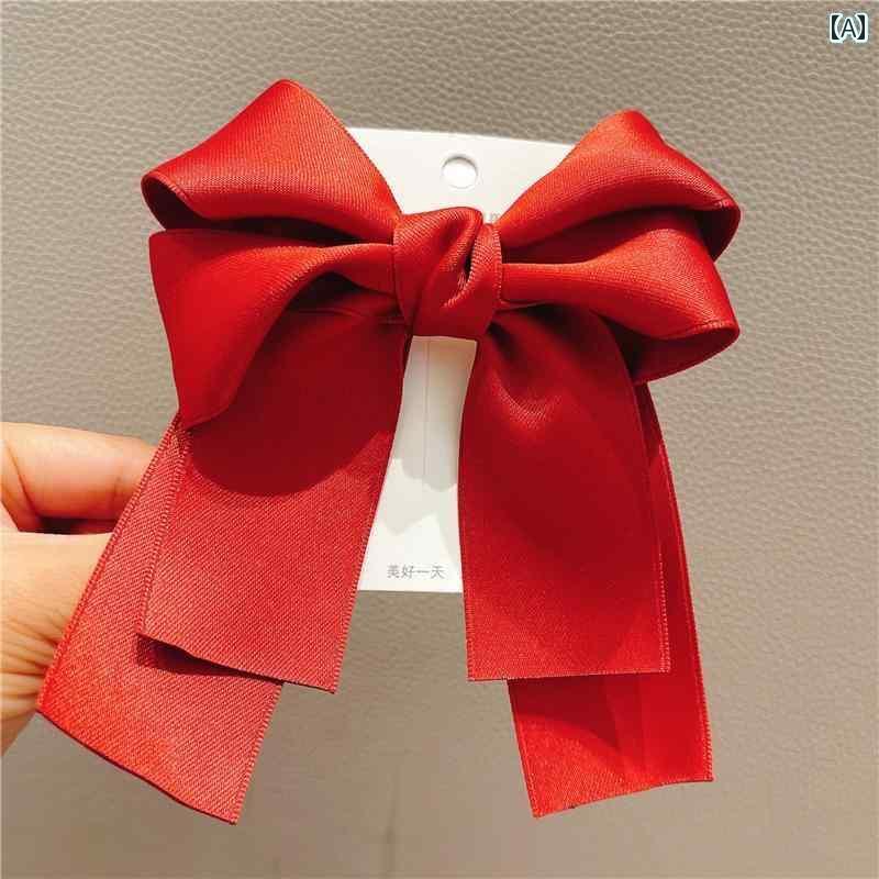 ヘアーアクセサリー 女子 キッズ 子供 レッド リボン リボン ヘアピン プリンセス シンプル後頭部 ティ..