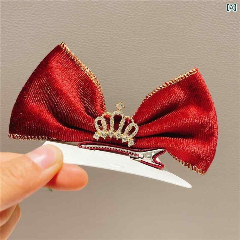 ヘアーアクセサリー 女子 キッズ 子供 プリンセス 韓国 王冠 ティアラ 少女 少女 年 ヘアピン 赤 立体 ..