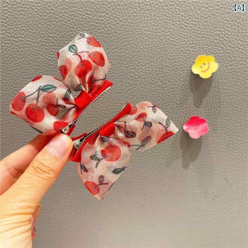 ヘアーアクセサリー 女子 キッズ 子供 韓国 桜 リボン ヘア クリップ 女子 クリップ トップスス クリッ..