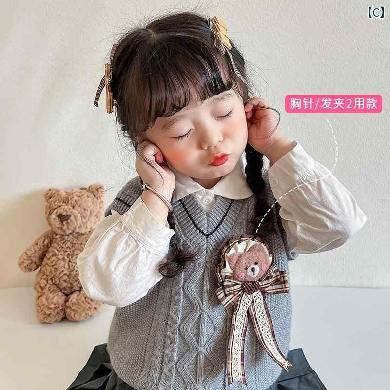 ヘアーアクセサリー 女子 キッズ 子供 韓国 リボン ヘアピン クマ ブローチ キュー...