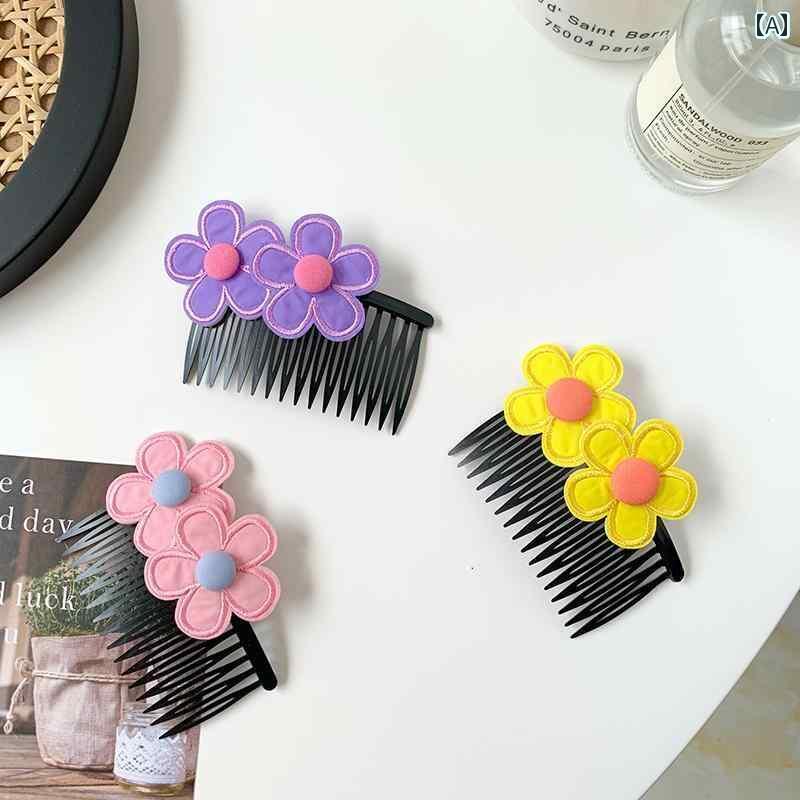 ヘアーアクセサリー 女子 キッズ 子供 かわいい 花 ヘア コーム コーム 髪 夏 女子 リボン 頭飾り後頭部 ヘアピン