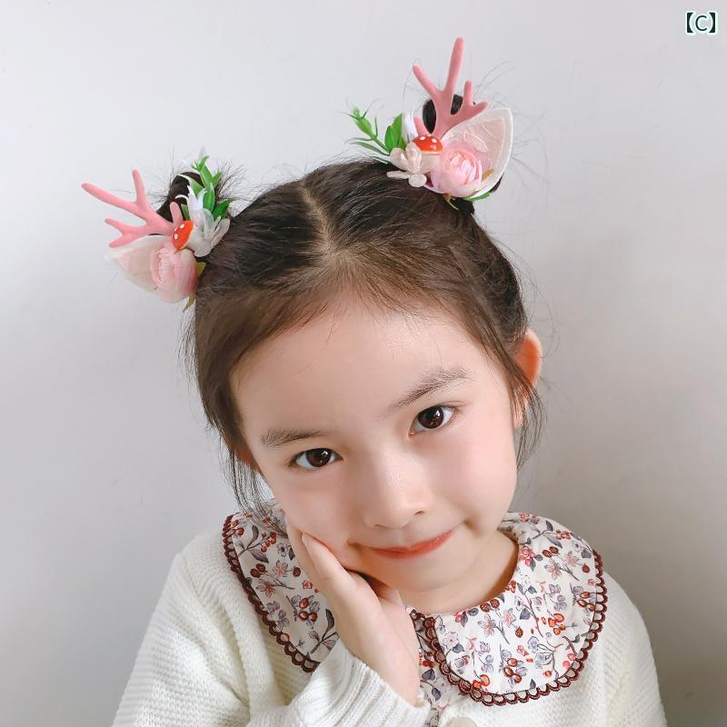 ヘアーアクセサリー 女子 キッズ 子供 ピンク 大きめ 枝角 ヘア バンド クリスマス...