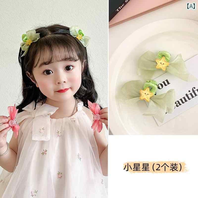 メッシュ リボン クリップ 2 パック プリンセス 頭 キュート ても キュート 動物 ヘア クリップ 小さめ..