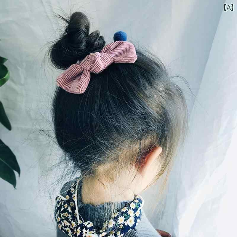 韓国 秋冬 コーデュロイ リボン 髪 結び ゴム バンド 女の子 女の子 編組 ゴム バンド プリンセス レデ..