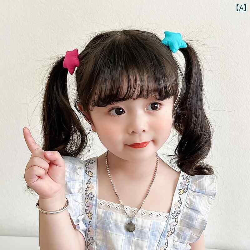 女の子 女の子 女の子 小さめ ゴム バンド キャンディーカラー スター ヘア ロープ 2 パック 髪 傷つけ 見た目も 良く 小さめ ひねりや 回転が 施