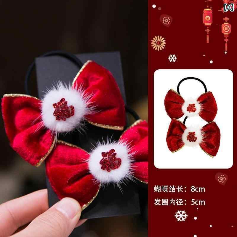 年 王冠 ヘアピン 赤 起毛 リボン クリップ 少女 ゴム バンド 年 ヘッド バンド クリップ