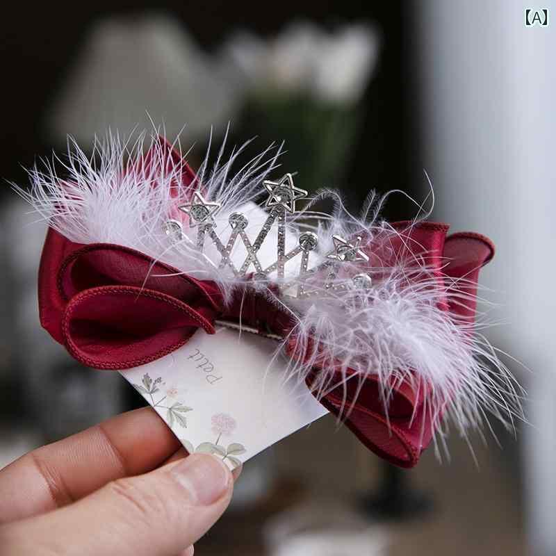 韓国 ヘアピン スーパー フェアリー クラウンダウン リボン プリンセス トップスス クリップ 女の子 女..