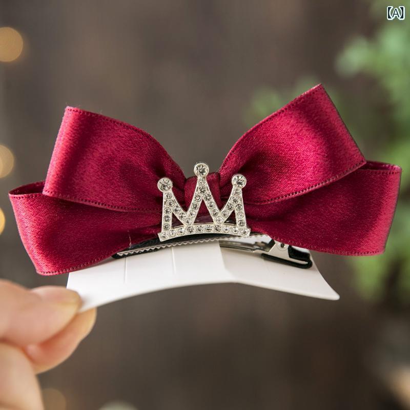 ヘアピン 韓国 女の子 女の子 クラウン 立体 リボン トップスス クリップ 少女 ヘアピン プリンセス ク..