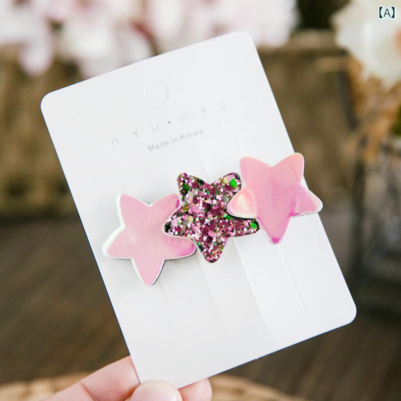 韓国 ヘア アクセサリー 光沢 星 髪 女の子 女の子 赤ちゃん ヘア クリップ 変える 愛 ハート ヘア ク..