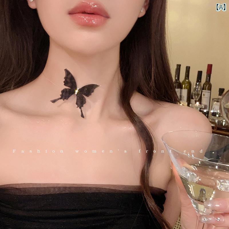 レディース アクセサリー 上品 華やか スパイシー フェアリー 蝶 鎖骨 チェーン目に見えい 釣り糸 ネッ..