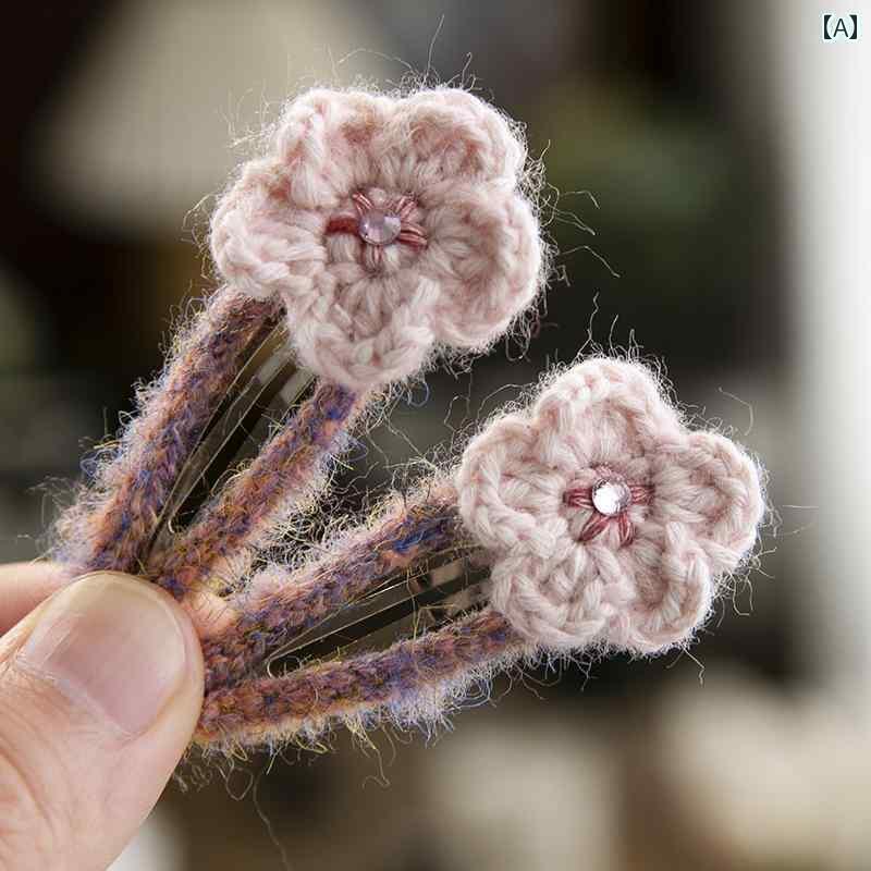 韓国 ヘア クリップ かわいい 女の子 女の子 ウール 花 BB クリップ 小さめ 女の子 女の子 前髪 クリッ..