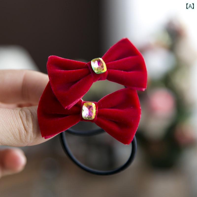 年 ヘア ゴム 韓国 起毛 リボン ヘア ゴム バンド ベビー 年 ヘア フラワー ポニーテール レザーケース