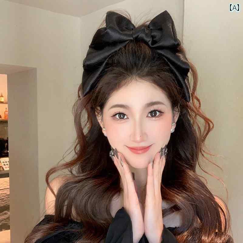 レディース ヘアアクセサリー 黒 リボン ハイ スカル プリンセス ヘア アクセサリー トップスス クリッ..