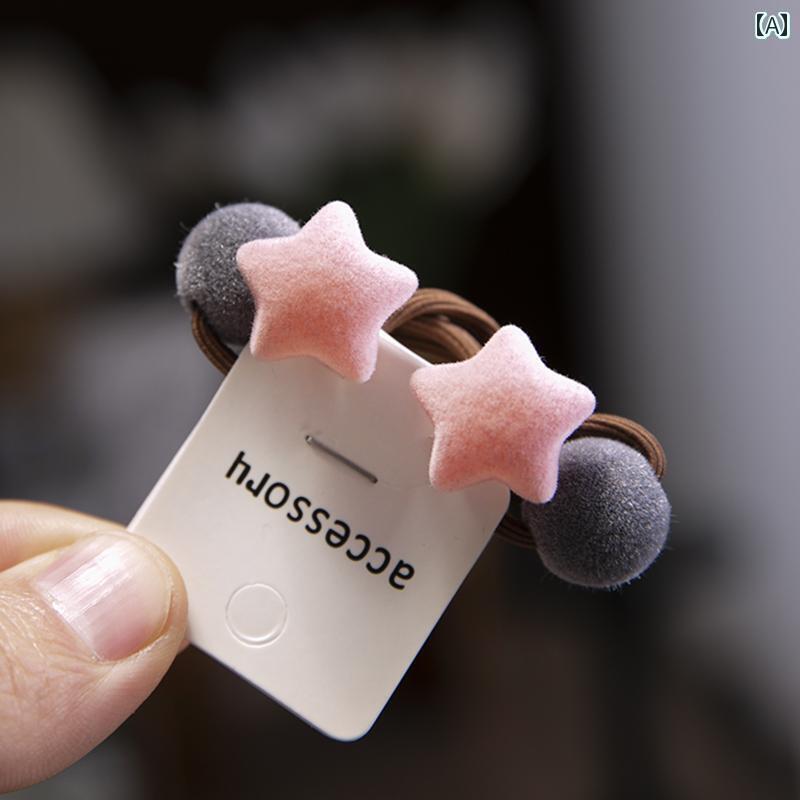 秋冬 子供 スエード スター ヘア ロープ 少女 編組 ポニーテール ゴム バンド 学生 ヘッド ロープ 髪 ..