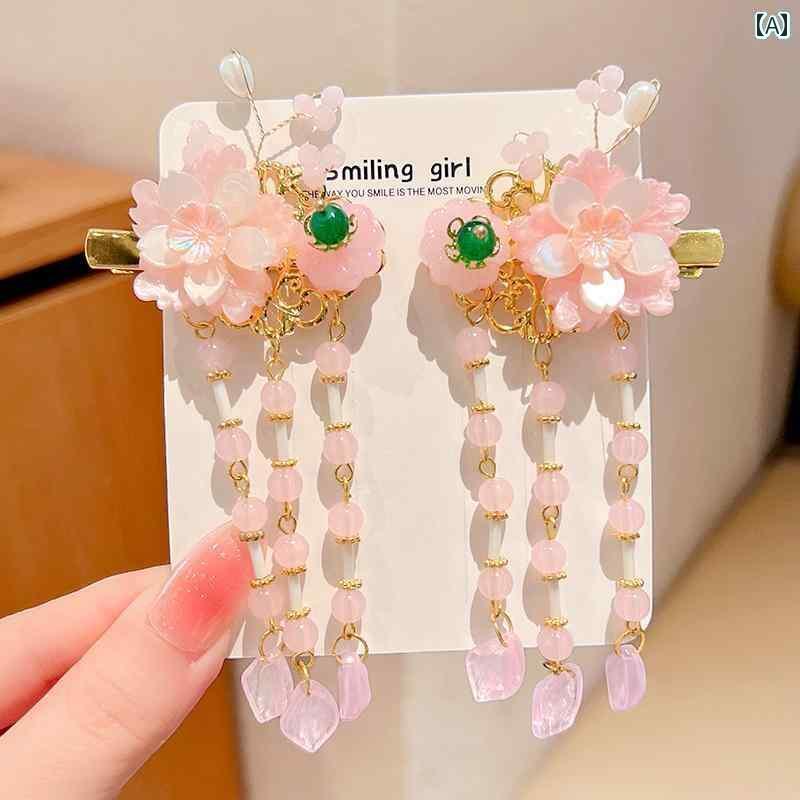 ヘアーアクセサリー 女子 キッズ 子供 韓服 帽子 子供 レトロ ヘアピン レトロ タッセル ヘアピン チャ..