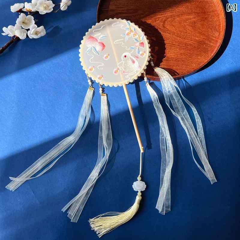 コスプレ 衣装 キッズ 子供 小道具 舞台 雑貨 イベント パーティー 半透明 長柄 扇子 レトロ 刺繍 扇子..