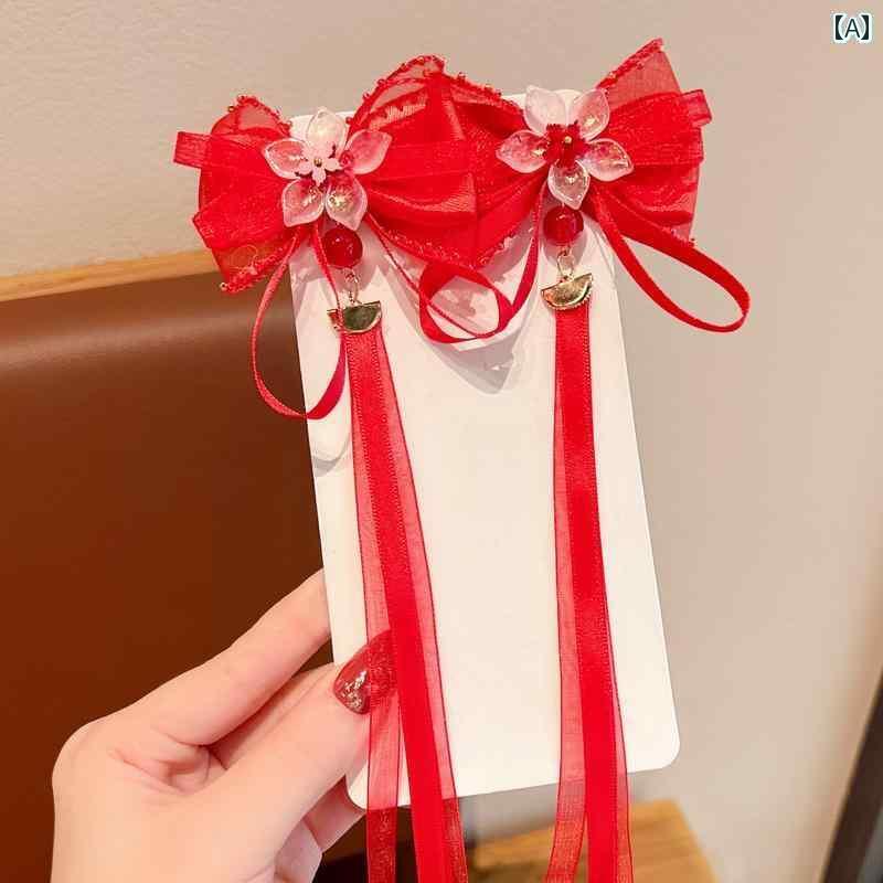 子供 年 挨拶 お祝い チャイナ風 漢服 ぬいぐるみ ヘアピン 女の子 女の子 女の子 リボン ヘアピン 帽子