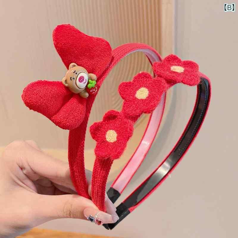 年 子供 赤 ヘッド バンド 少女 髪 アレンジメント ヘッド バンド 赤ちゃん 髪 傷つけませんお祝い 年 帽子