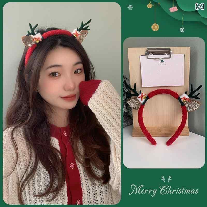 ヘアーアクセサリー クリスマス ジン チェン ヘアピン かわいい 小さめ 枝角 鐘 ヘッド バンド レディース 秋冬 ヘア アクセサリー