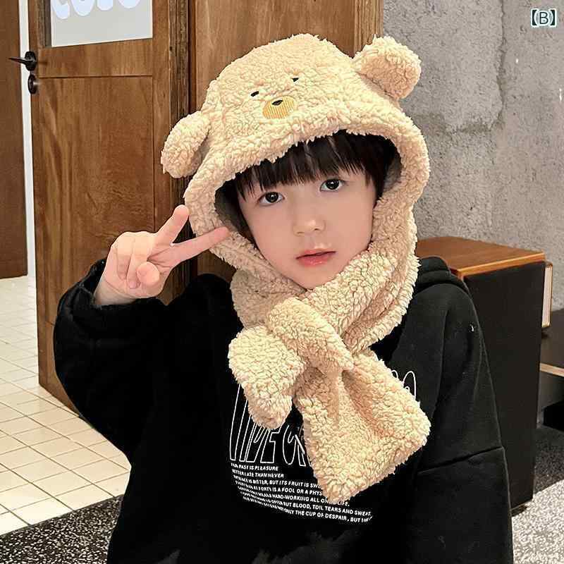 帽子 キッズ 子供 男の子 女子 赤ちゃん かわいい スカーフ オールインワン 冬 暖...