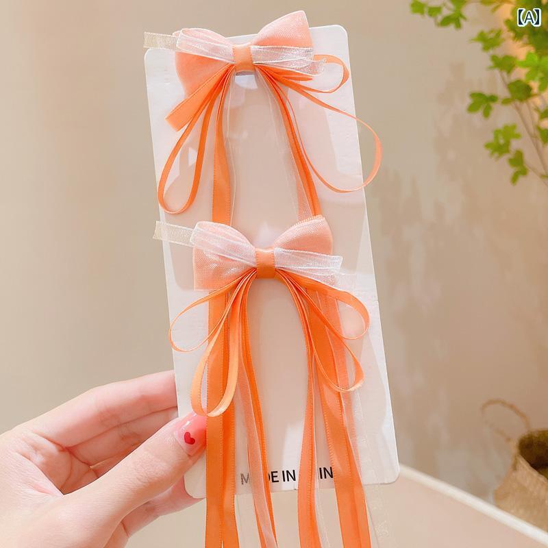 ヘアーアクセサリー 女子 キッズ 子供 韓服 頭飾り タッセル リボン ロング ストリーマー ヘアピン チ..