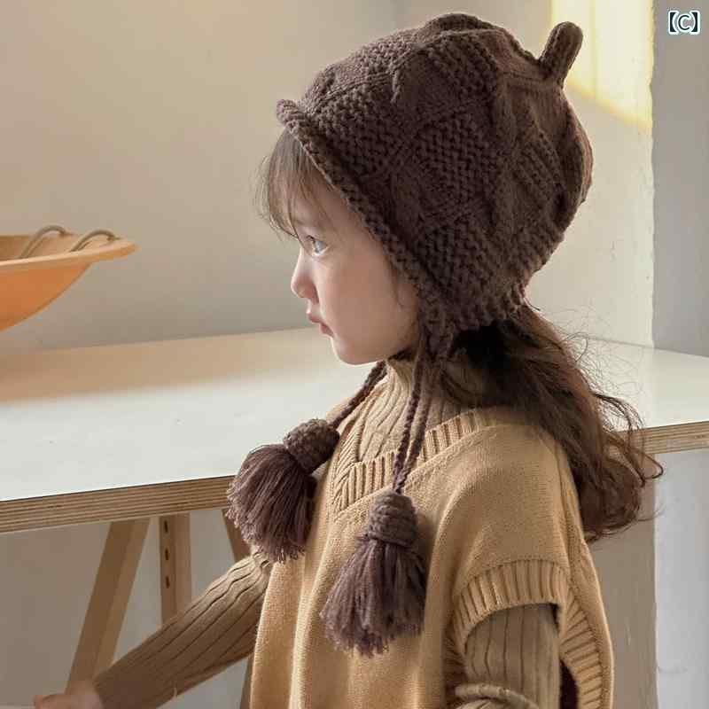 帽子 キッズ 子供 男の子 女子 ニット 冬 耳保護 タッセル ウール ベビー 防寒 暖...