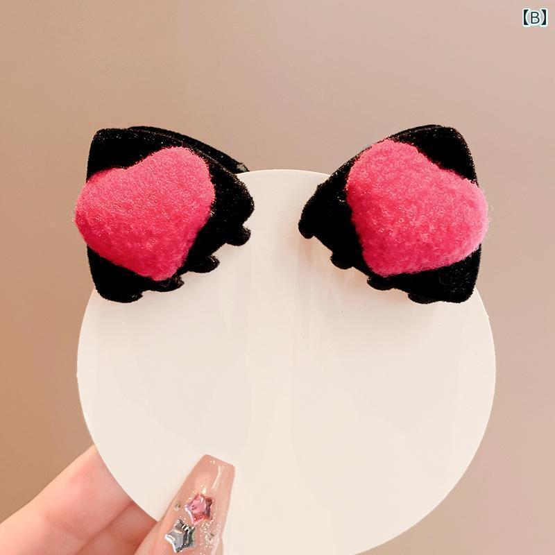 ヘアーアクセサリー 女子 キッズ 子供 かわいい 猫耳 小さめ クリップ ベビー プリ...