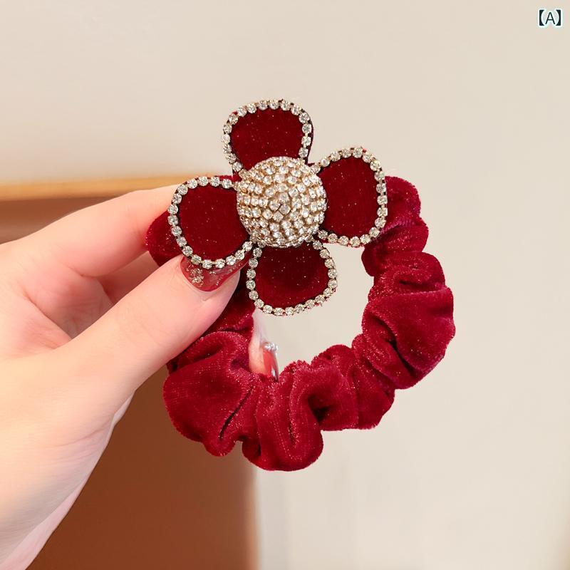 ヘアーアクセサリー 女子 キッズ 子供 バーガンディィィィィィィ ィ リボン 大腸 ヘア リング 年 ヘッ..