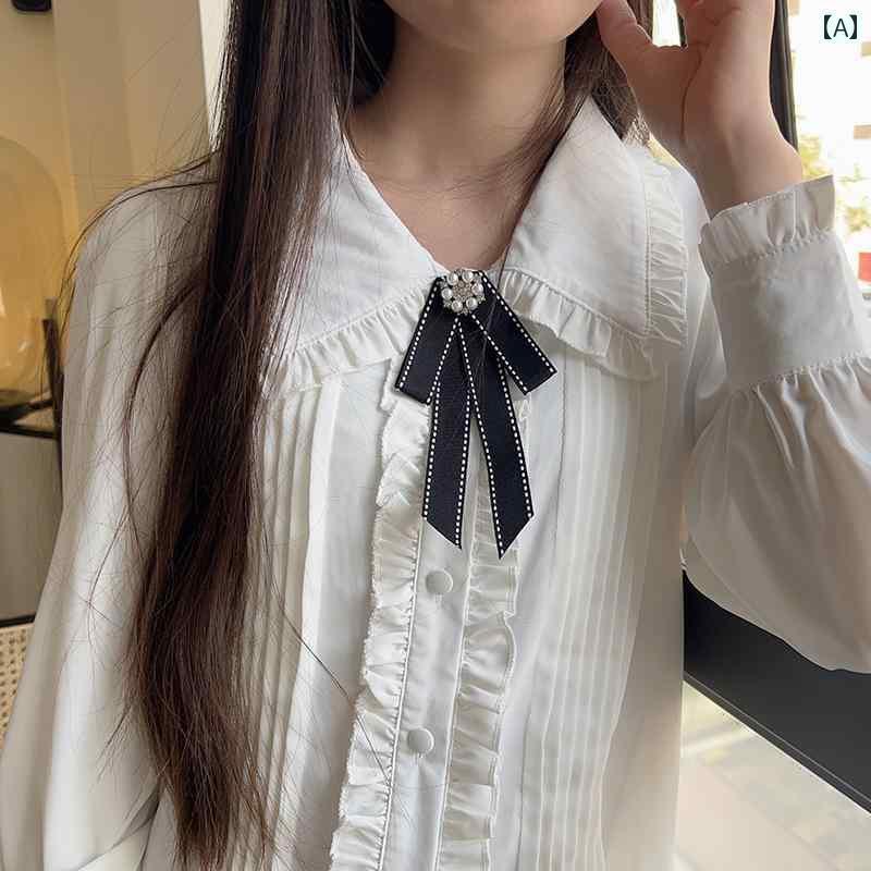 襟 レディース 銀行 蝶 ネクタイ フロント デスク シャツ 労働者 装飾 リボン シャツ カレッジ ピン ア..