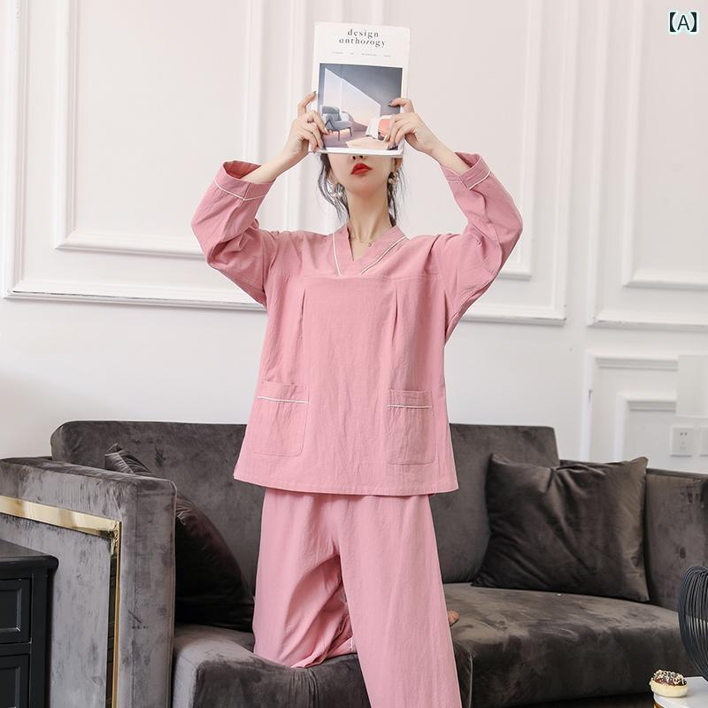 サウナ服 温泉 旅行 リラクゼーション レディース 綿 綿 長袖 ズボン カップル 大きいサイズ バス