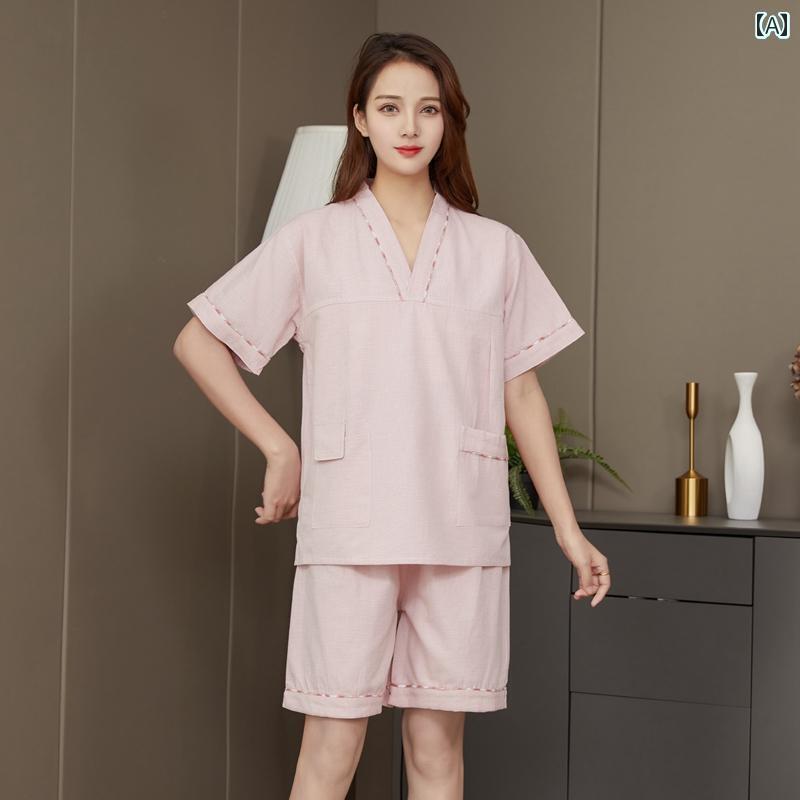 サウナ服 温泉 旅行 リラクゼーション レディース スチーム カップル 綿 メンズ コットン 大きいサイズ..