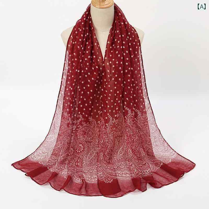 レディース 小物 ボ イルカ シュー ドットプリント ショール レトロ カジュアル スカーフ オールシーズ..