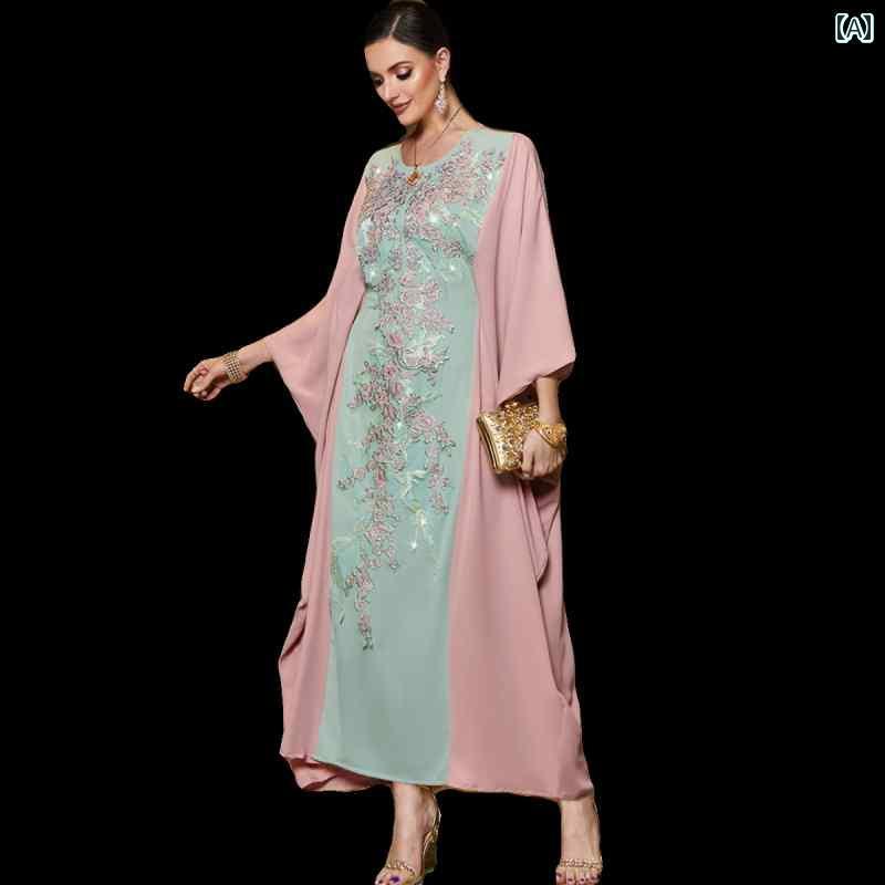 レディース カラー ブロック コウモリ シャツ ロング スカート サウジ ドバイ 旅行 スカート コウモリ スカート エスニック 大きいサイズ スカート